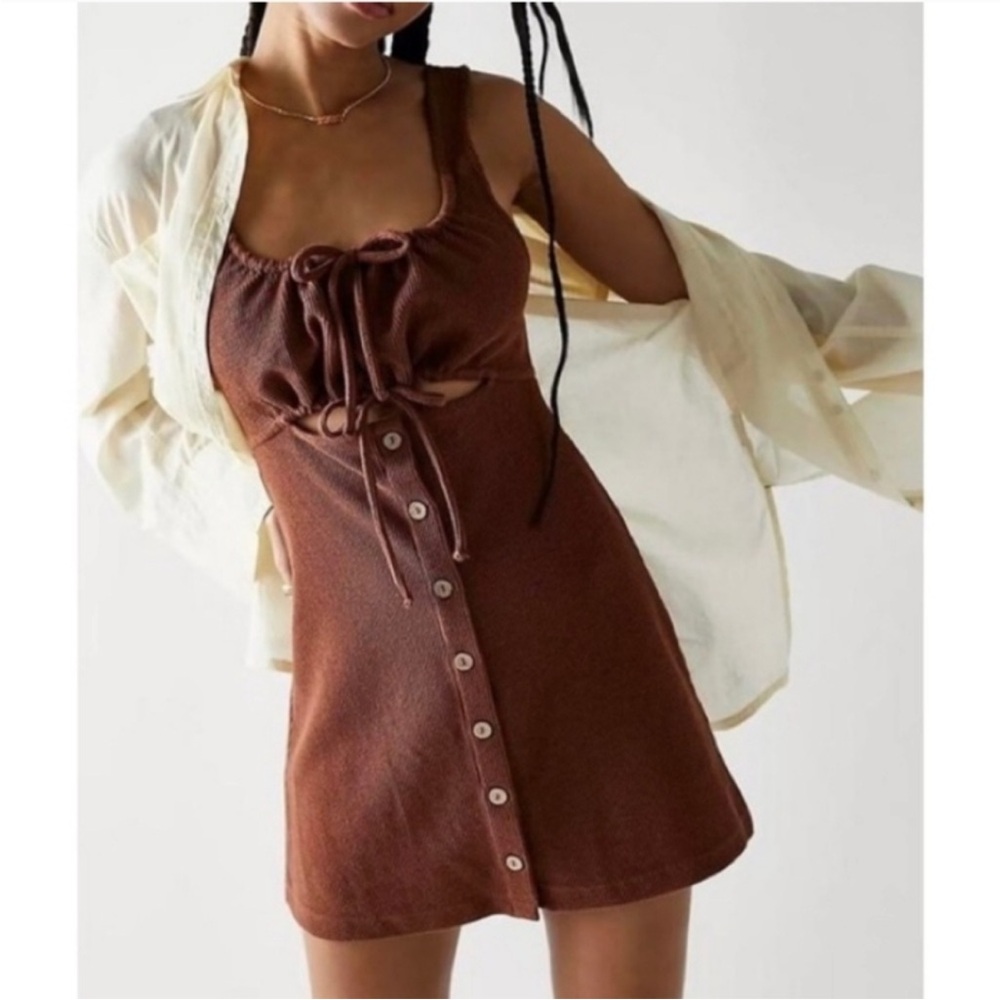 Free People Beach Olivia Ribbed Cutout Mini Dress